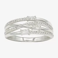 Sparkle Allure Womens 2.5MM Cubic Zirconia Pure Silver Over Brass Crossover Band