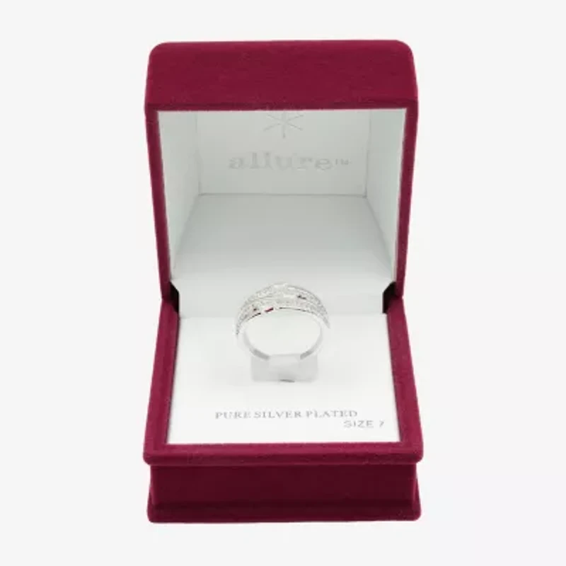 Sparkle Allure Womens 2.5MM Cubic Zirconia Pure Silver Over Brass Crossover Band