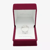 Sparkle Allure Womens 2.5MM Cubic Zirconia Pure Silver Over Brass Crossover Band