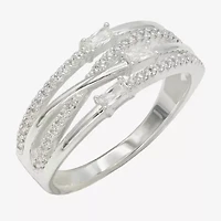 Sparkle Allure Womens 2.5MM Cubic Zirconia Pure Silver Over Brass Crossover Band