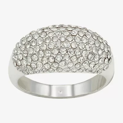 Sparkle Allure Dome Womens 3.5MM Crystal Pure Silver Over Brass Cluster Band