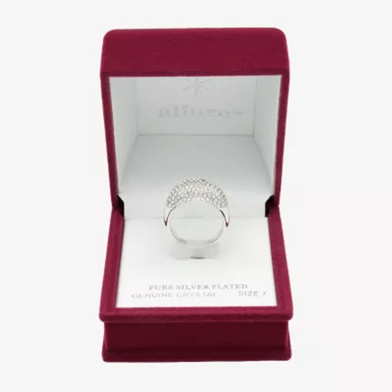 Sparkle Allure Dome Womens 3.5MM Crystal Pure Silver Over Brass Cluster Band