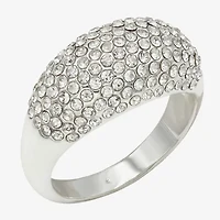 Sparkle Allure Dome Womens 3.5MM Crystal Pure Silver Over Brass Cluster Band