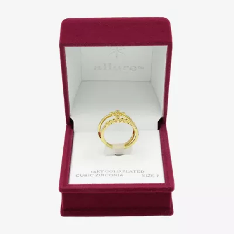 Sparkle Allure Womens Cubic Zirconia 14K Gold Over Brass Cross Ring Set