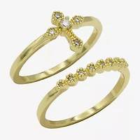 Sparkle Allure Womens Cubic Zirconia 14K Gold Over Brass Cross Ring Set
