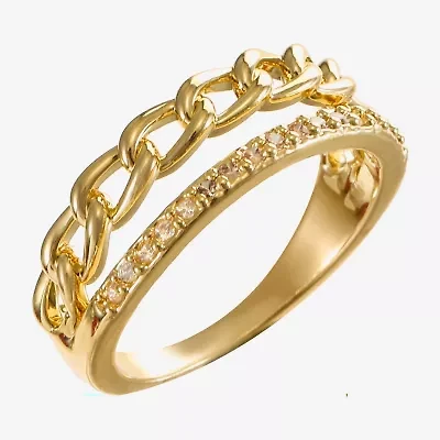 Sparkle Allure Womens 2.5MM Cubic Zirconia 14K Gold Over Brass Band