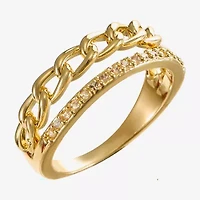 Sparkle Allure Womens 2.5MM Cubic Zirconia 14K Gold Over Brass Band