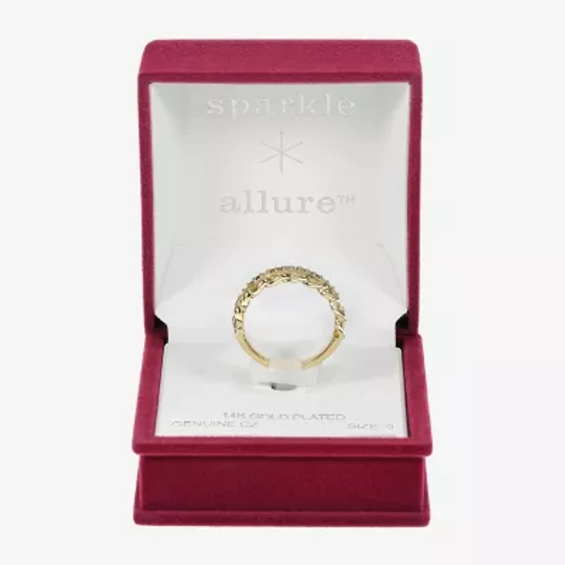 Sparkle Allure Womens 2.5MM Cubic Zirconia 14K Gold Over Brass Band