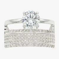 Sparkle Allure Womens Cubic Zirconia Pure Silver Over Brass Round Engagement Ring