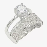 Sparkle Allure Womens Cubic Zirconia Pure Silver Over Brass Round Engagement Ring