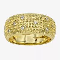 Sparkle Allure Dome Womens 9.5MM Cubic Zirconia 14K Gold Over Brass Band