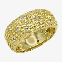 Sparkle Allure Dome Womens 9.5MM Cubic Zirconia 14K Gold Over Brass Band