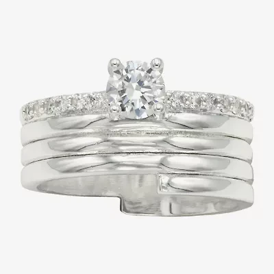 Sparkle Allure Womens Cubic Zirconia Pure Silver Over Brass Round Engagement Ring