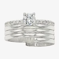 Sparkle Allure Womens Cubic Zirconia Pure Silver Over Brass Round Engagement Ring