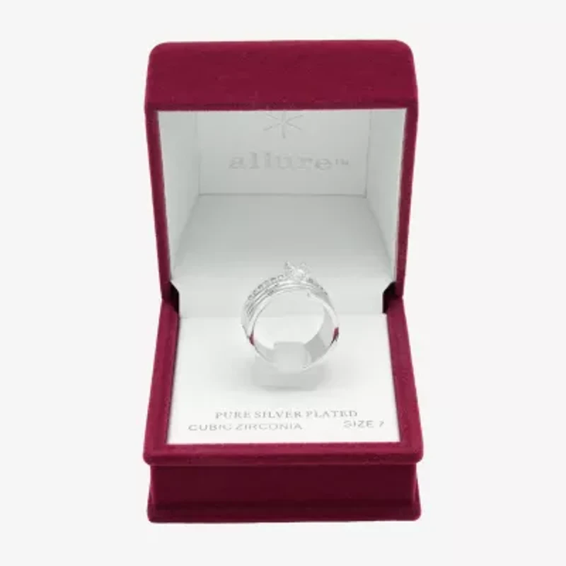 Sparkle Allure Womens Cubic Zirconia Pure Silver Over Brass Round Engagement Ring
