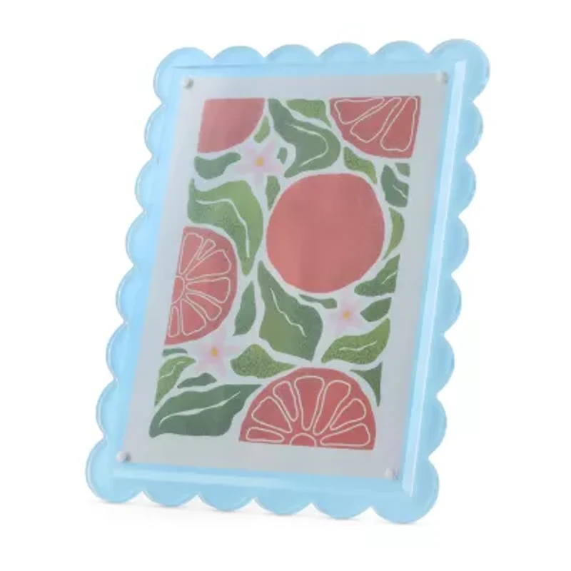 Pink Sky 5 X 7 Scallop Edge Blue Acrylic 1-Opening Tabletop Frame