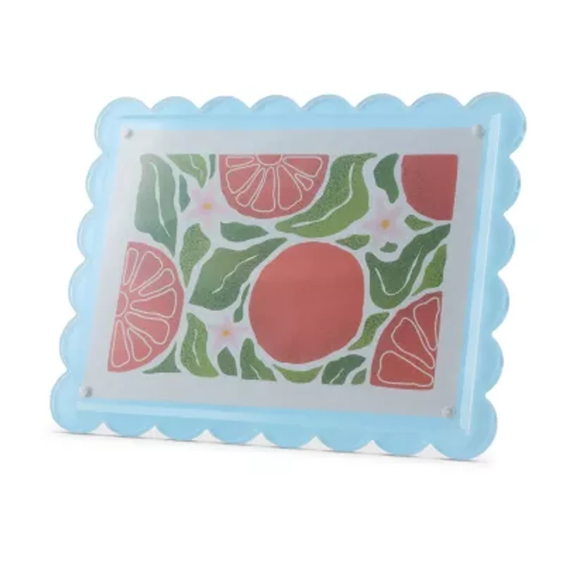 Pink Sky 5 X 7 Scallop Edge Blue Acrylic 1-Opening Tabletop Frame