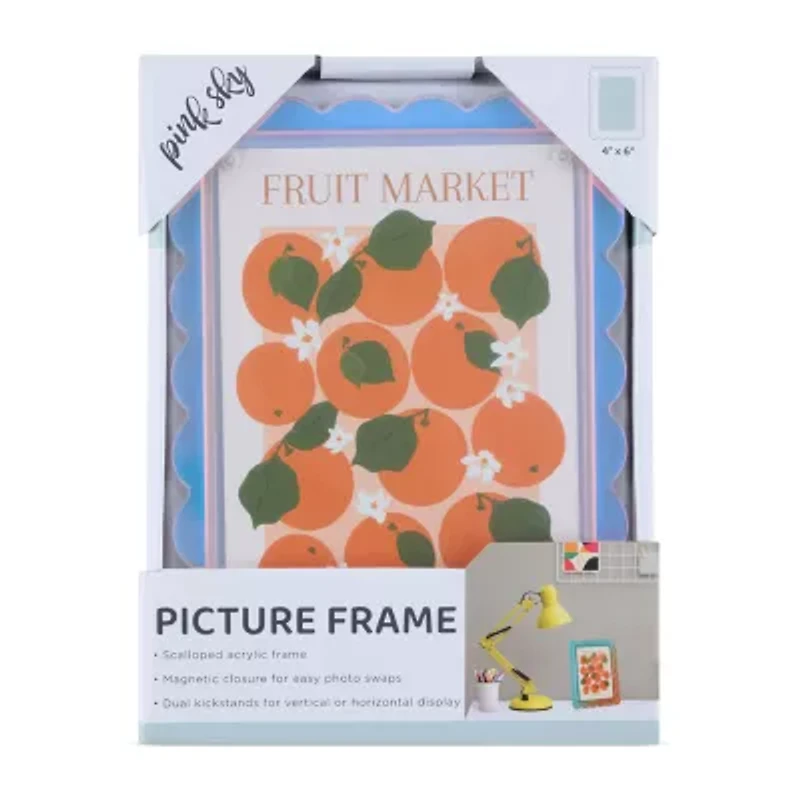 Pink Sky 4 X 6 Scallop Edge Clear Acrylic 1-Opening Tabletop Frame