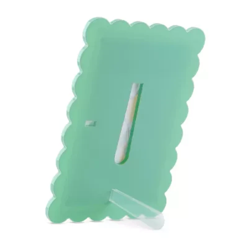 Pink Sky 4 X 6 Scallop Edge Green Acrylic 1-Opening Tabletop Frame