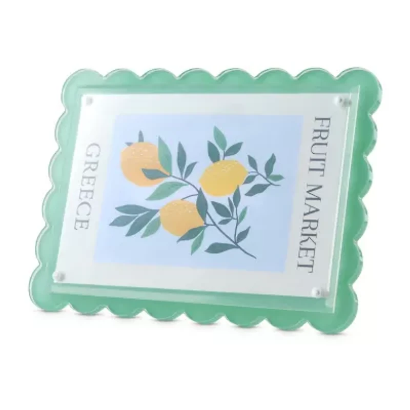 Pink Sky 4 X 6 Scallop Edge Green Acrylic 1-Opening Tabletop Frame