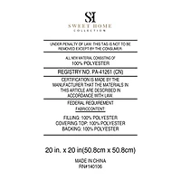 Sweet Home Collection™ 20"x20" Oversized Square Tufted Floor Pillow Faux Velvet Fabric