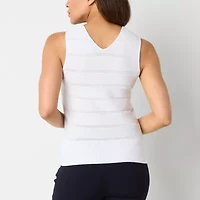 Liz Claiborne Womens V Neck Sleeveless Tank Top
