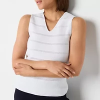 Liz Claiborne Womens V Neck Sleeveless Tank Top
