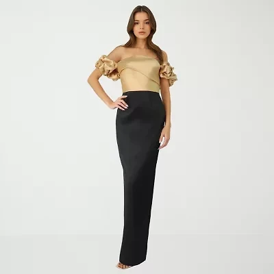 Rene by Ruiz Collection Womens Short Sleeve Evening Gown