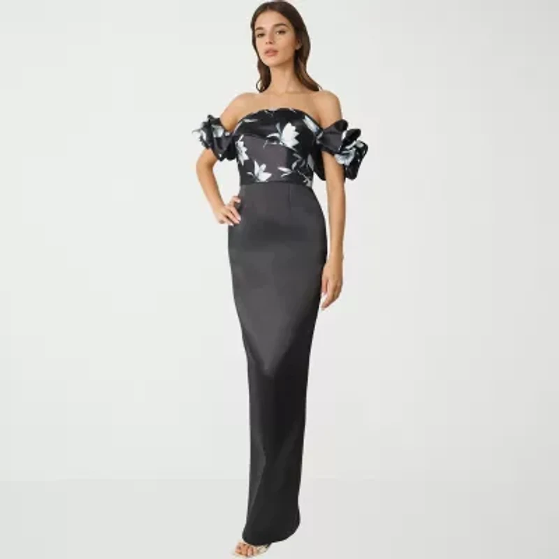 Rene by Ruiz Collection Womens Elbow Sleeve Evening Gown