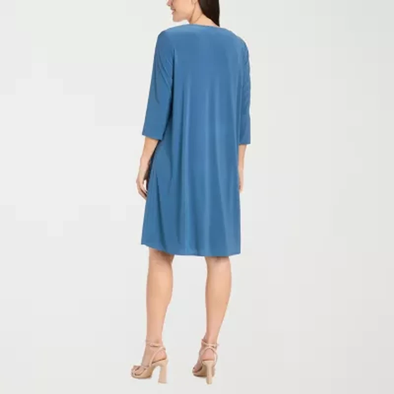R & M Richards Womens Jacket Dress With Removable Necklace Petite