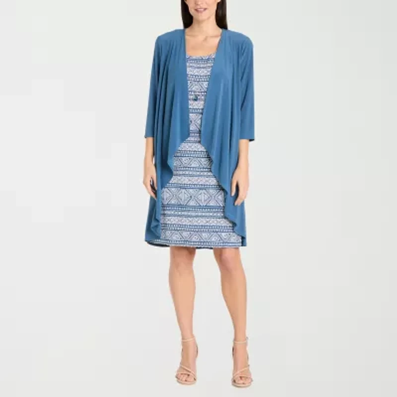 R & M Richards Womens Jacket Dress With Removable Necklace Petite