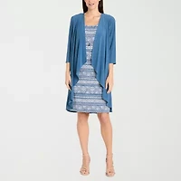 R & M Richards Womens Jacket Dress With Removable Necklace Petite