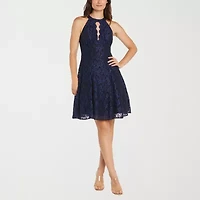 R & M Richards Lace Womens Sleeveless Fit + Flare Dress