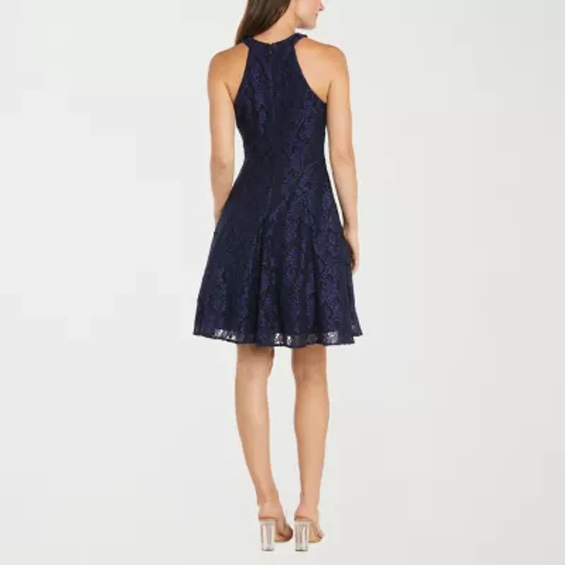 R & M Richards Lace Womens Sleeveless Fit + Flare Dress