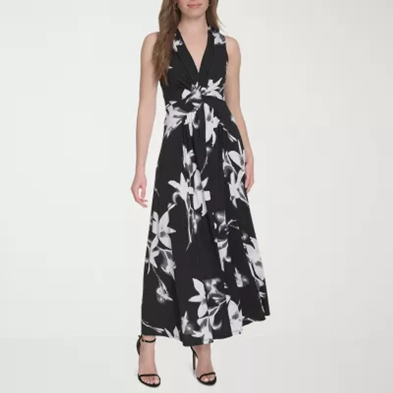 Marc New York Womens Sleeveless Floral Midi Fit + Flare Dress