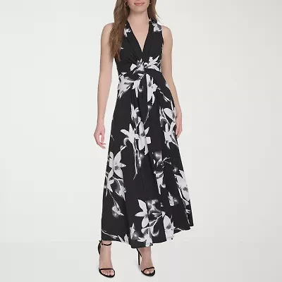 Marc New York Womens Sleeveless Floral Midi Fit + Flare Dress