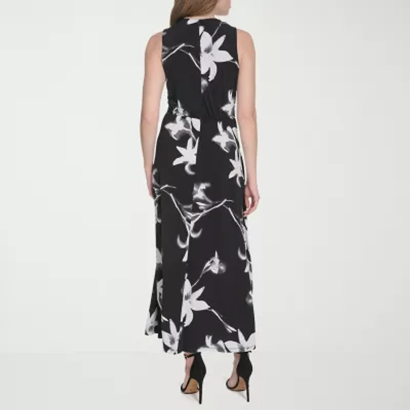 Marc New York Womens Sleeveless Floral Midi Fit + Flare Dress