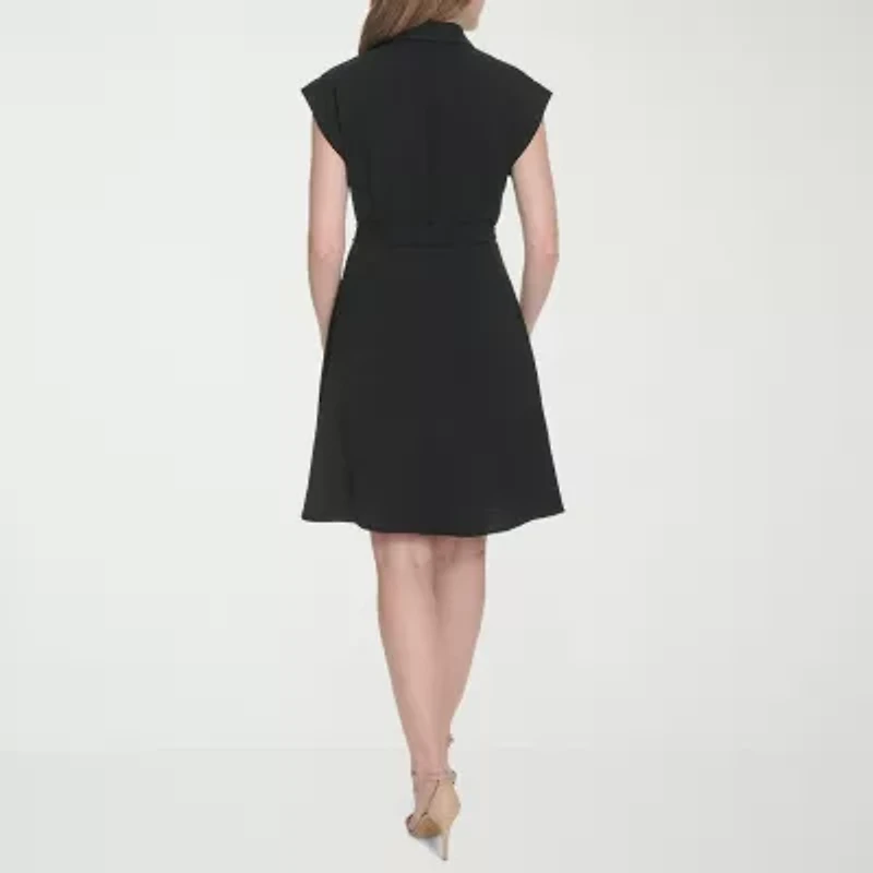 Marc New York Womens Short Sleeve Fit + Flare Dress