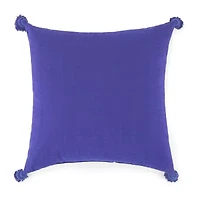 Turquoise Sun Textured With Tassels Ink Square Throw Pillow