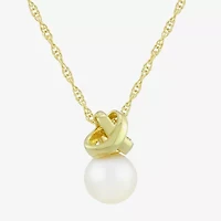 Womens White Cultured Freshwater Pearl 14K Gold Over Silver Round 18 Inch Pendant Necklace