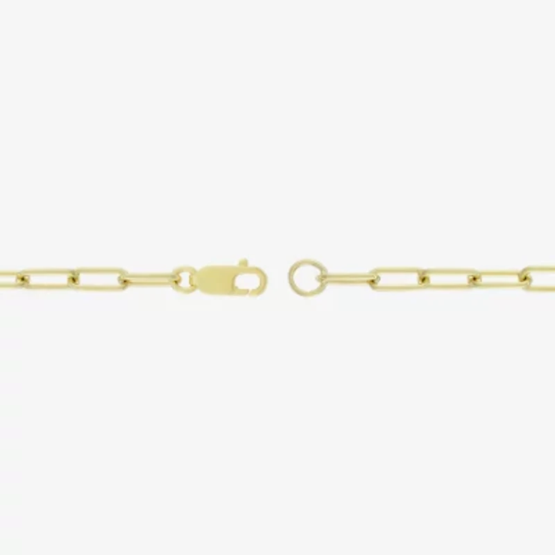Womens 14K Gold Over Silver 7.25 Inch Solid Link Chain Bracelet