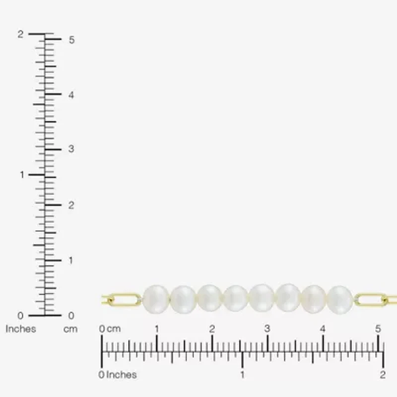 Womens 14K Gold Over Silver 7.25 Inch Solid Link Chain Bracelet