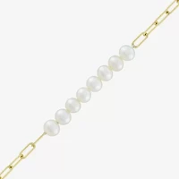 Womens 14K Gold Over Silver 7.25 Inch Solid Link Chain Bracelet