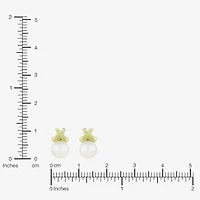 White Cultured Freshwater Pearl 14K Gold Over Silver 11.2mm Round Stud Earrings