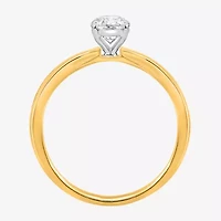 I / Si2) Womens CT. T.W. Lab Grown White Diamond 14K Gold Over Silver Oval Side Stone Engagement Ring