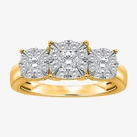 (I / Si2) Womens 1 CT. T.W. Lab Grown White Diamond 14K Gold Over Silver Round 3-Stone Engagement Ring