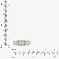 (I / Si2) Womens 1 CT. T.W. Lab Grown White Diamond 14K Gold Over Silver Round 3-Stone Engagement Ring