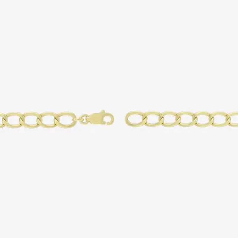 (H-I / Si1) Womens 14K Gold Over Silver 7.25 Inch Solid Link Butterfly Chain Bracelet