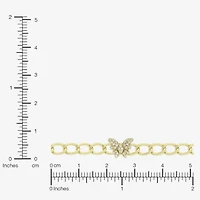 (H-I / Si1) Womens 14K Gold Over Silver 7.25 Inch Solid Link Butterfly Chain Bracelet