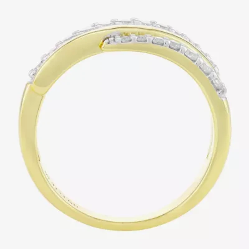 (H-I / Si1) Womens 3.5MM 3/8 CT. T.W. Lab Grown White Diamond 14K Gold Over Silver Band